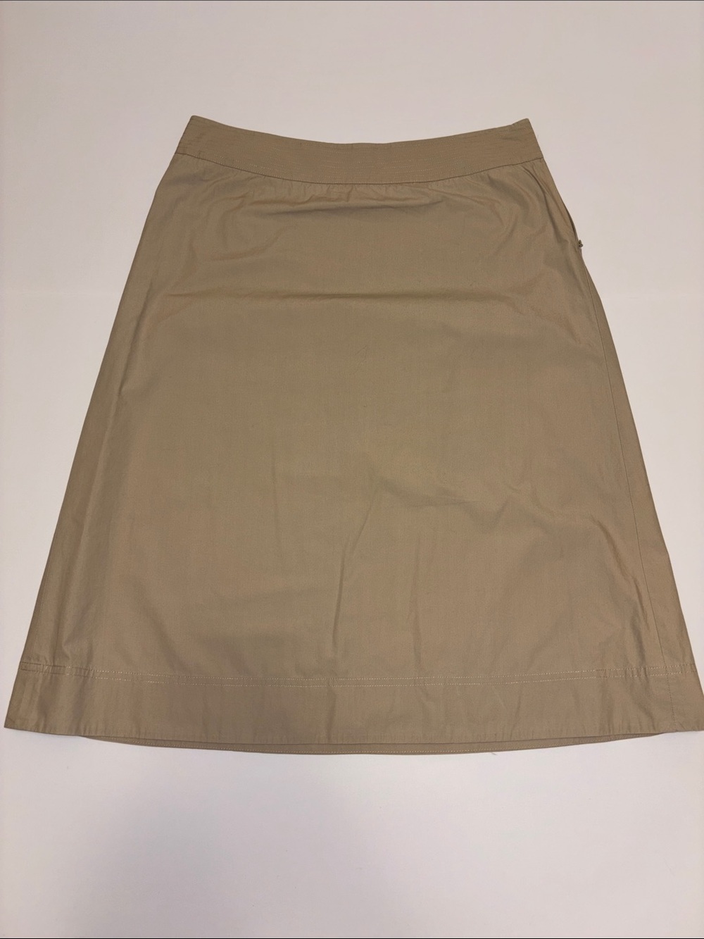 J.Crew cotton beige tan Midi A-Line Skirt in Khaki vintage